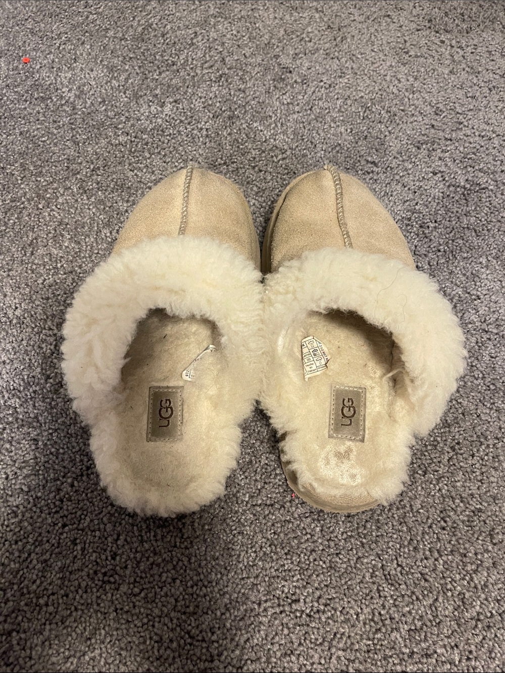 UGG Girls Slip-On Shearling Clog in Chestnut and Cream